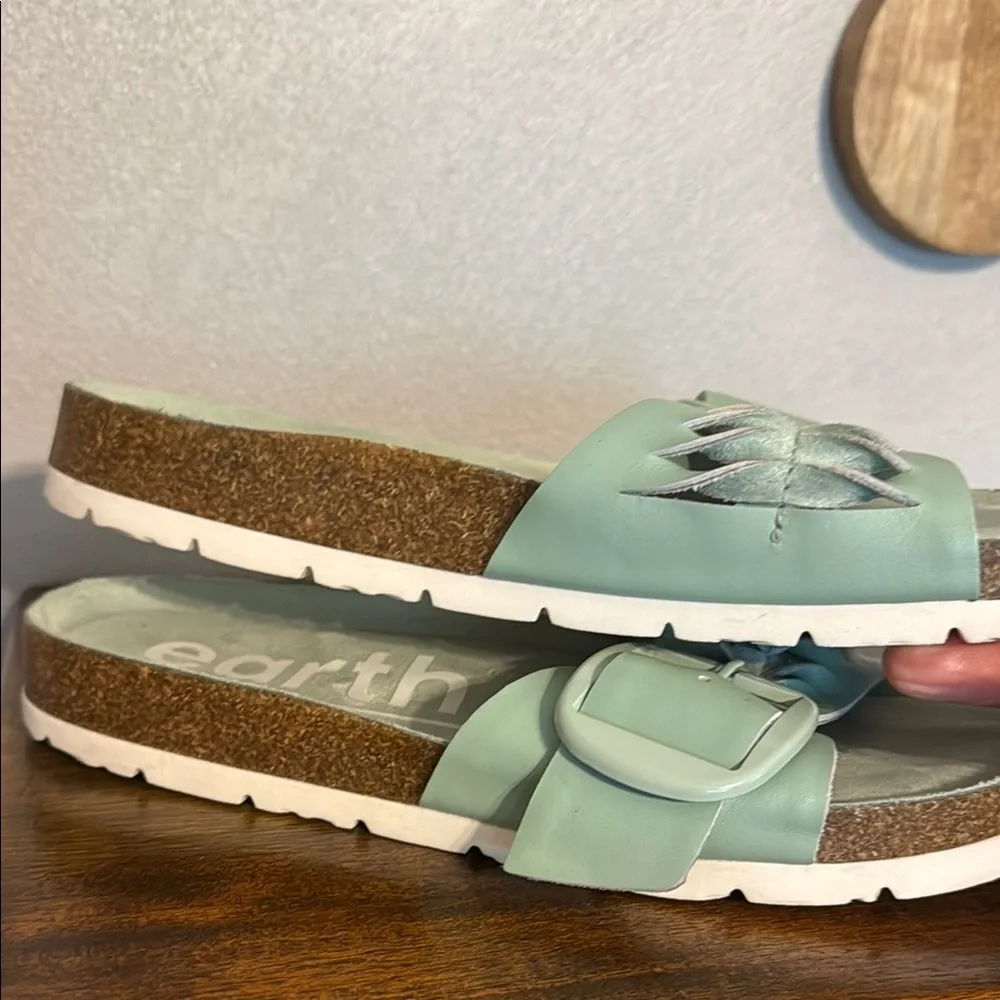 Earth Turquiose Slide Sandals with Big Buckle - Picture 4 of 10